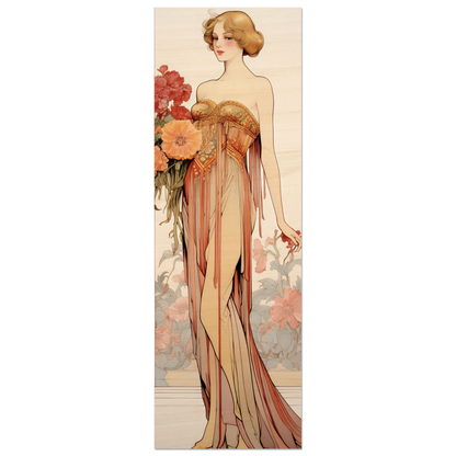 A woman in a dress with flowers