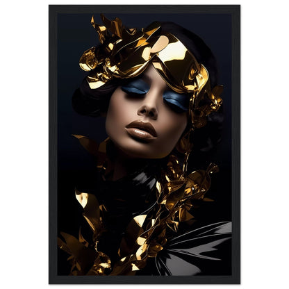 A high quality poster of a woman with gold and black makeup, It Is Gold The Oracle Windows™ Collection, a fashion wall art.