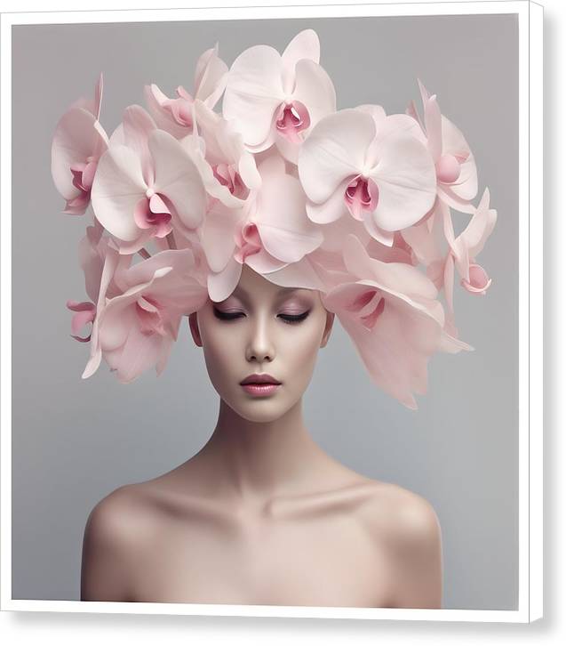 Pink orchidhead a - canvas print - 8 x / white / glossy