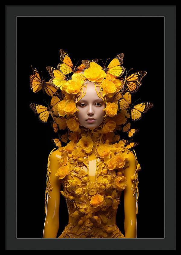 Flowers in your head - framed print - 24 x 36 / black
