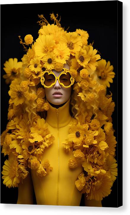Flowers in your head - canvas print - 6.5 x 10 / black /