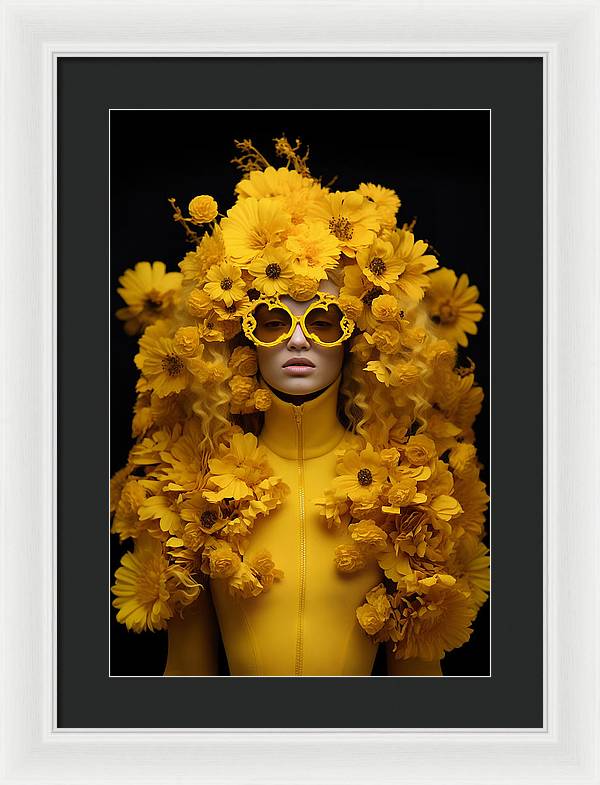 Flowers in your head - framed print - 13.5 x 20 / white /