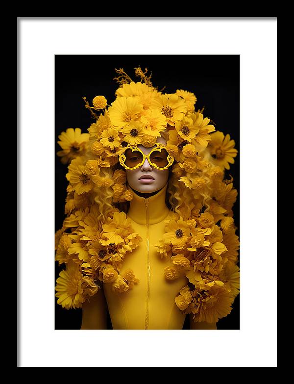 Flowers in your head - framed print - 9.5 x 14 / black /