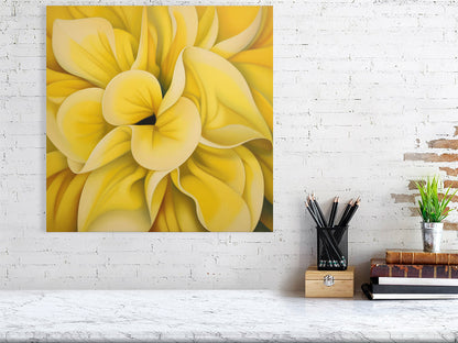 Painting inspired by georgia okeeffe flower women yellow
